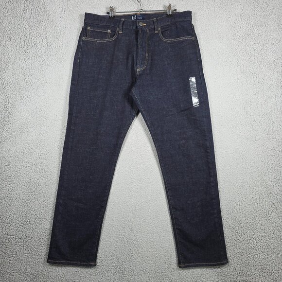 GAP Jeans Mens Size 34x30 Dark Wash Athletic Fit Tapered Leg Stretch Denim  NWT - Picture 1 of 11